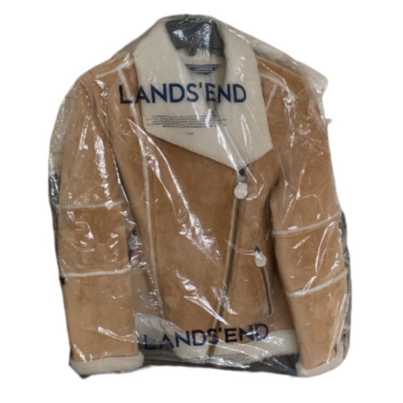 LANDSEND Womens Petite Faux Sheepskin Shearling Warm Winter Fleece Moto Jacket - Picture 8 of 11